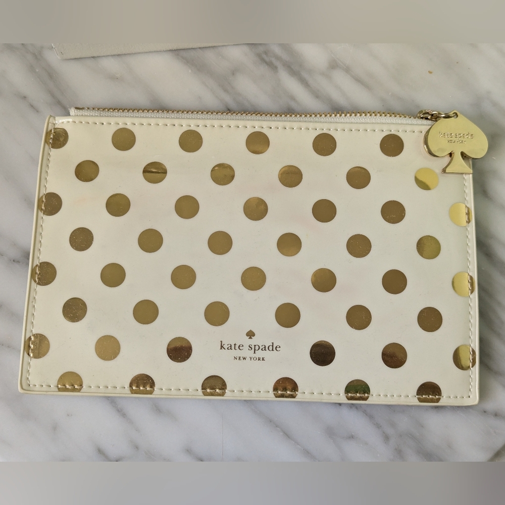 Kate Spade Gold Polka Dot Pencil Clutch